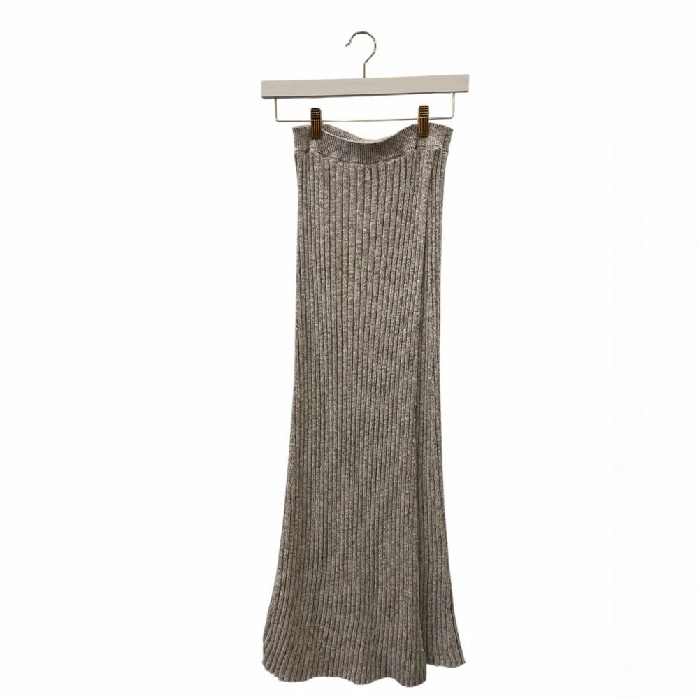 Free People Knit Ribbed Gray Ribbed Maxi Skirt